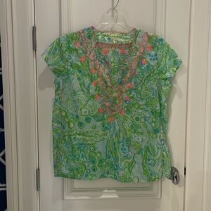 Lily Pulitzer bright cotton blouse. XL.